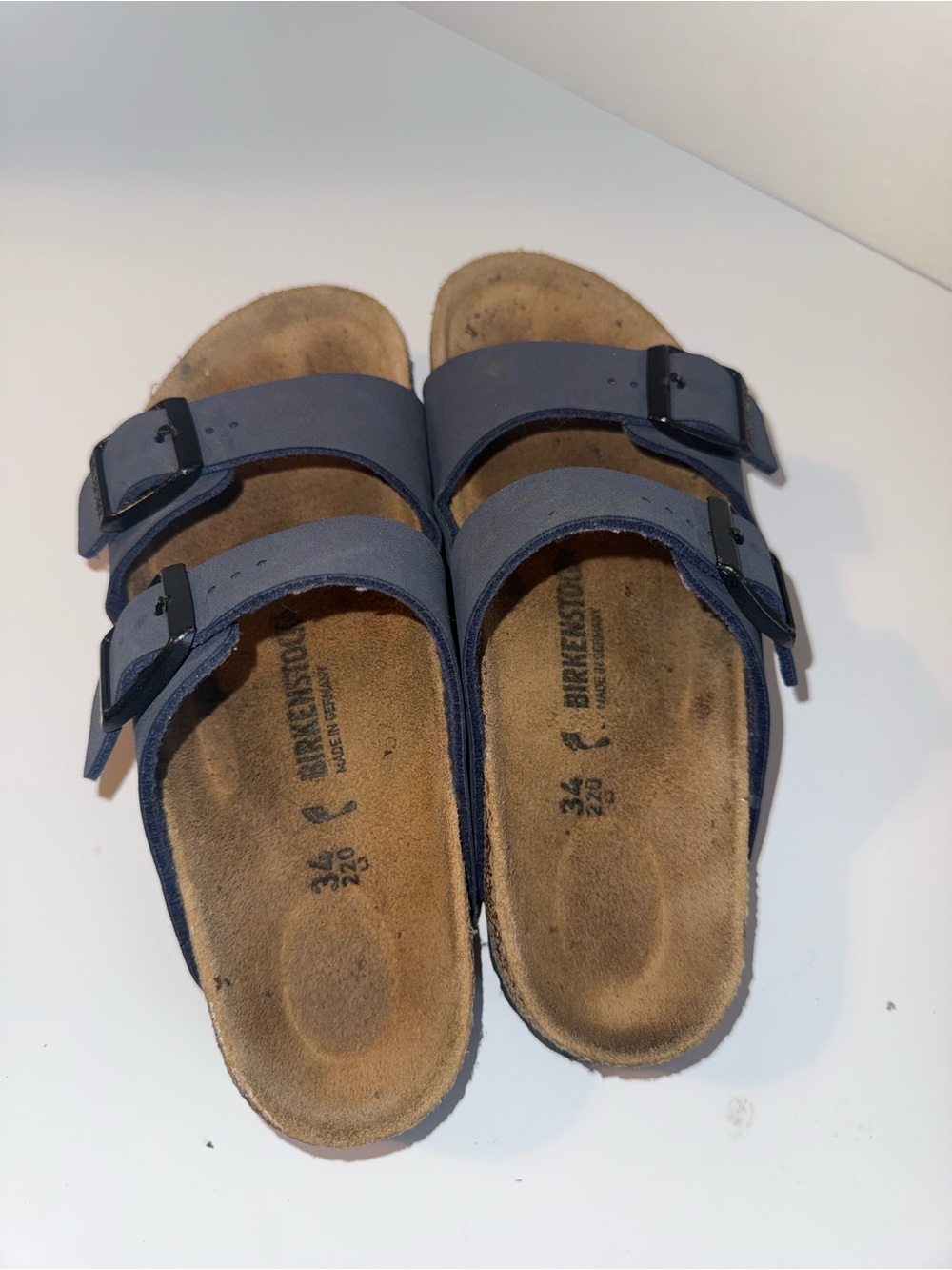 BIRKENSTOCK Classic Navy Suede Adjustable Double Strap Slide 34 - Picture 4 of 6